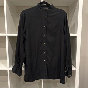 New, no tags: Orvis women’s black silk button-down shirt, size S